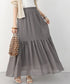 ロングスカート シフォン 裏地付き 春夏 ティアードスカート ウエストゴム 韓国風 フレアスカート フェミニン Aライン マキシスカート ギャザー入り 体型カバー 77RTENG-009