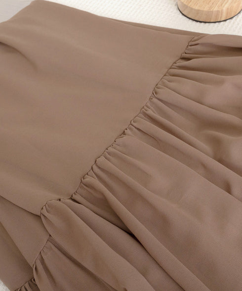 ロングスカート シフォン 裏地付き 春夏 ティアードスカート ウエストゴム 韓国風 フレアスカート フェミニン Aライン マキシスカート ギャザー入り 体型カバー 77RTENG-009