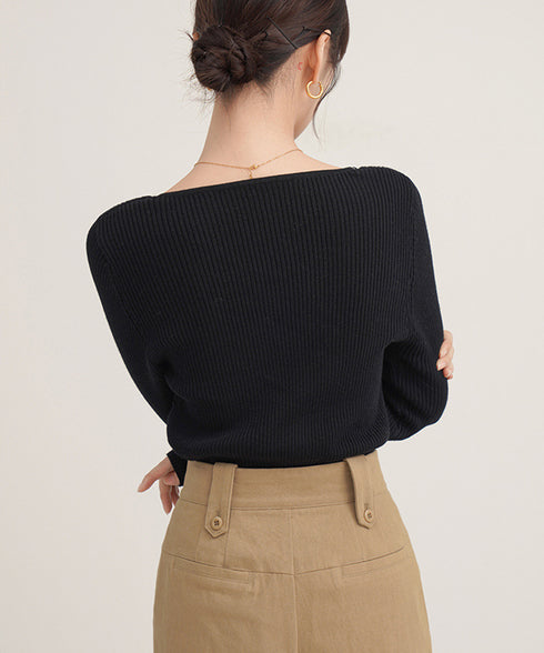 ニットトップス レイヤード風 Vネック服 レディース ニットソー 長袖 重ね着風 プルオーバー 春秋冬 リブニット 可愛い 韓国ファッション ニットウェア 着回し 77SHIN-001