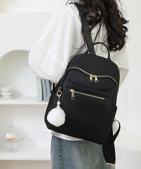 リュックサック 軽量 ファーチャーム付き レディース バックパック 大容量 デイパック 通勤通学 多収納 肩掛けバッグ 韓国風 大人可愛い 2wayナイロンかばん 77WENYU-002