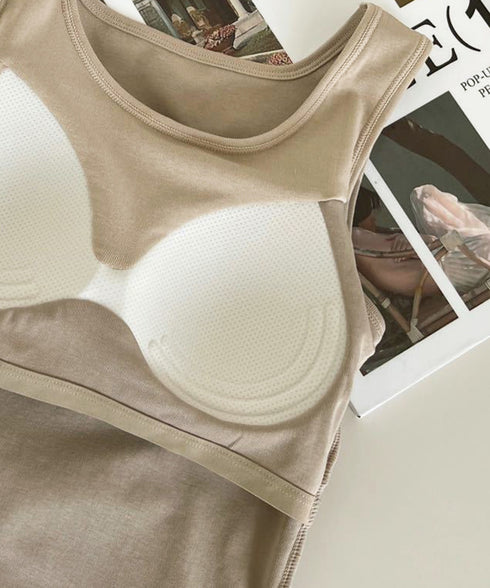 タンクトップ カップ付き インナーウェア 背中見せタンク レディース ノンワイヤー セクシー 夏服 ノースリーブトップス バックオープン 重ね着 カジュアル 肌着 77XF-016