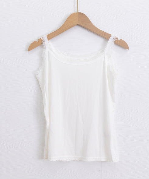 レースキャミソール 重ね着 リブインナー レディースキャミソール 韓国風 ノースリーブトップス 大人可愛い 肌着 薄手 インナーウェア 着回し 夏服 フェミニン 77XF-019