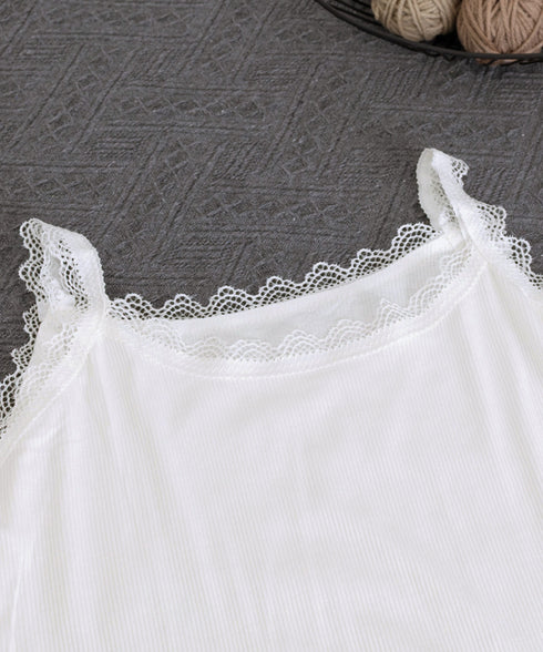 レースキャミソール 重ね着 リブインナー レディースキャミソール 韓国風 ノースリーブトップス 大人可愛い 肌着 薄手 インナーウェア 着回し 夏服 フェミニン 77XF-019