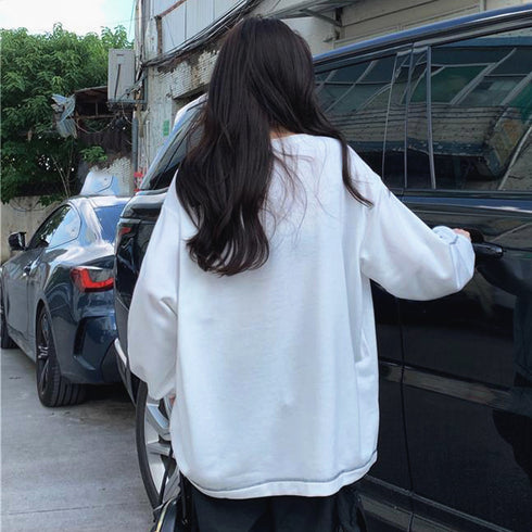 ロングtシャツ カットソー 春秋冬 無地 レディース トップス 体型カバー ファスナー付き 肌見せ ゆったり スウェット オルチャン ラウンドネック トレーナー 77XIAOHD-009
