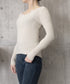 ニットトップス レースネック 長袖 秋冬 リブニット フェミニン 重ね着インナー 大人可愛い ニットカットソー 細見え Uネック 韓国風 無地ニットウェア 着回し 77XIAOHD-010