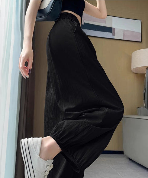 ワイドパンツ レディース バルーンパンツ ウエストゴム イージーパンツ 韓国風 ゆったり らくちんパンツ 裾ゴム仕様 春夏 ジョガーパンツ 体型カバー ダンス衣装 77XINL-001
