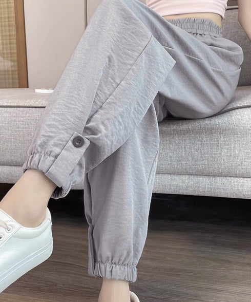 ジョガーパンツ ウエストゴム 春夏ズボン イージーパンツ 韓国風 無地 レディースボトムス 九分丈 ゆったり 薄手 ポケット付き 着回し 裾ゴムパンツ カジュアル 77XINROU-001