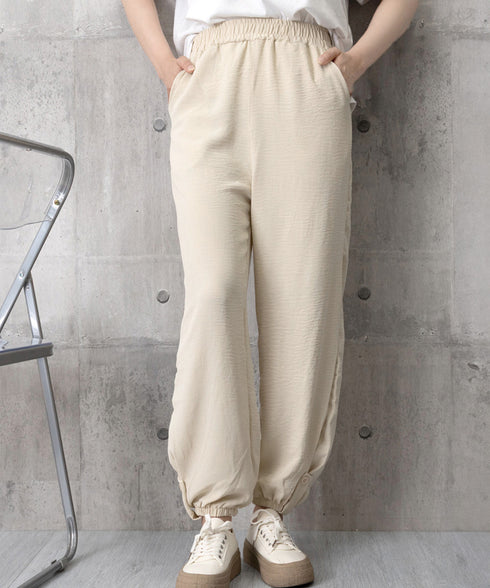 ジョガーパンツ ウエストゴム 春夏ズボン イージーパンツ 韓国風 無地 レディースボトムス 九分丈 ゆったり 薄手 ポケット付き 着回し 裾ゴムパンツ カジュアル 77XINROU-001