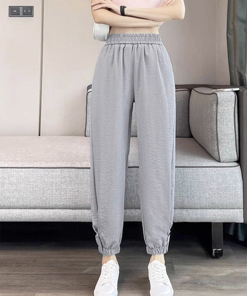 ジョガーパンツ ウエストゴム 春夏ズボン イージーパンツ 韓国風 無地 レディースボトムス 九分丈 ゆったり 薄手 ポケット付き 着回し 裾ゴムパンツ カジュアル 77XINROU-001