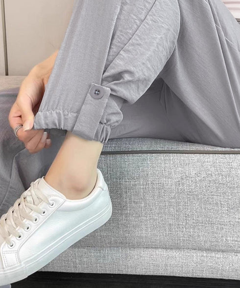 ジョガーパンツ ウエストゴム 春夏ズボン イージーパンツ 韓国風 無地 レディースボトムス 九分丈 ゆったり 薄手 ポケット付き 着回し 裾ゴムパンツ カジュアル 77XINROU-001