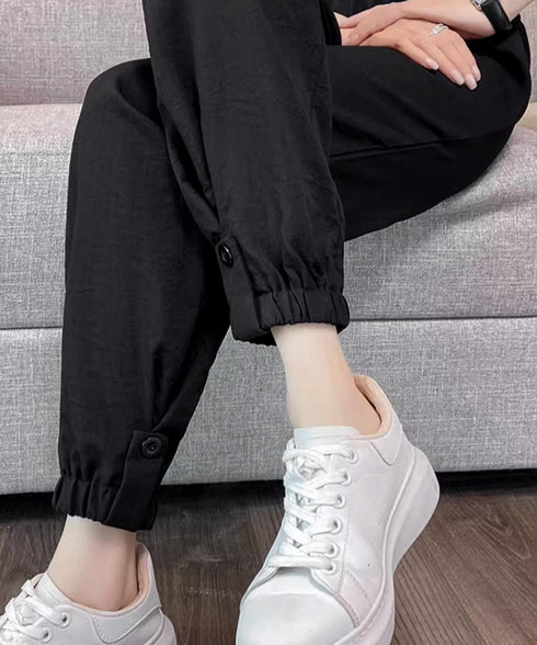 ジョガーパンツ ウエストゴム 春夏ズボン イージーパンツ 韓国風 無地 レディースボトムス 九分丈 ゆったり 薄手 ポケット付き 着回し 裾ゴムパンツ カジュアル 77XINROU-001