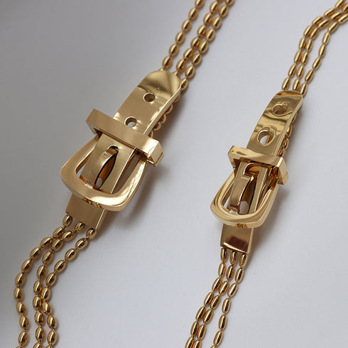 ブレスレット バングル アクセサリー チェーンブレスレット ベルトデザイン 重ね付け ギフト 艶感ゴールド 77XYIX-001