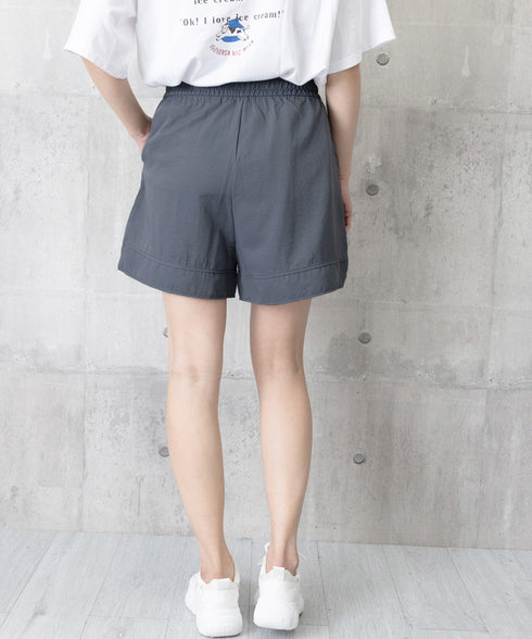 ショートパンツ ウエストゴム レディース 短パン ハイウエスト 韓国風夏服 Aラインボトムス ポケット付き 大人カジュアル 半ズボン 楽ちん ゆったりハーフパンツ 77YIDUN-001