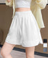 ショートパンツ ウエストゴム レディース 短パン ハイウエスト 韓国風夏服 Aラインボトムス ポケット付き 大人カジュアル 半ズボン 楽ちん ゆったりハーフパンツ 77YIDUN-001