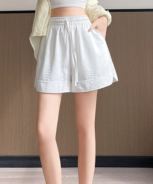 ショートパンツ ウエストゴム レディース 短パン ハイウエスト 韓国風夏服 Aラインボトムス ポケット付き 大人カジュアル 半ズボン 楽ちん ゆったりハーフパンツ 77YIDUN-001