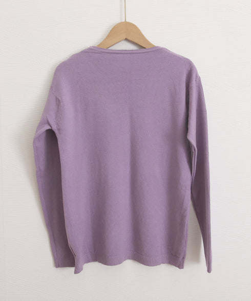ニットTシャツ Vネック プルオーバー レディース 長袖カットソー 薄手ニットソー 無地 きれいめ 着回しニット シンプル 韓国ファッション 通勤通学 重ね着 77YILUO-001