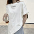 英字ロゴ 半袖Tシャツ ロングT 着やせ トップス カットソー カジュアル 体型カバー 春夏 オルチャン プリントTシャツ ラウンドネック 77YYUAN-002