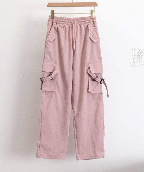 カーゴパンツ レディース ワイドパンツ 春秋夏 ウエストゴム かっこいい ゆったり ボトムス 低身長向け 原宿風 ストレートパンツ カジュアル ダンス衣装 77ZHBB-002