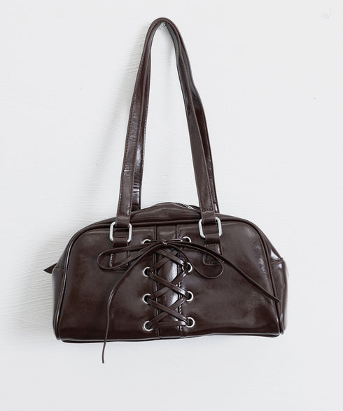 トートバッグ PUレザーバッグ ツヤ感 ハンドバッグ ロングハンドル レディース ミニボストンバッグ 2way鞄 リボン 通勤 韓国ファッション マチありBAG 77ZUNL-001