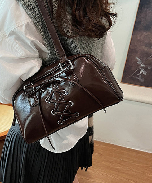 トートバッグ PUレザーバッグ ツヤ感 ハンドバッグ ロングハンドル レディース ミニボストンバッグ 2way鞄 リボン 通勤 韓国ファッション マチありBAG 77ZUNL-001