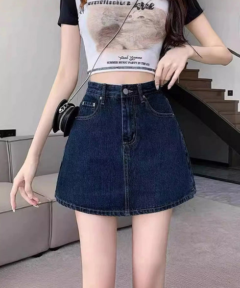 デニムスカパンハイウエストショートパンツ レディース チラ見せ防止キュロットスカート 美尻美脚Aラインスカパン 着やせミニ丈スカート お洒落脚長ショーパン 韓国風 80CHUNTAI-002