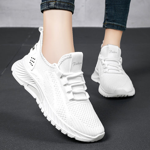 スニーカー レディース ニットスニーカー レースアップローカット メッシュウォーキングシューズ 歩きやすい カジュアル靴 滑りにくい 軽量 通気性スポーツシューズ 80JSHY-003