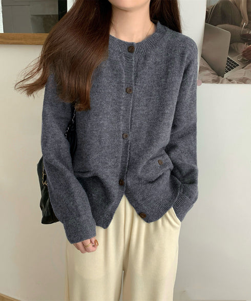 ニットカーディガン ポケット付き 秋冬服 レディース 大人可愛いニット羽織り シンプルニットトップス カジュアルきれいめ ニットアウター おしゃれ ニットセーター 80MEIREN-023