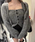 ニットアンサンブルベアトップニットカーデ ニットビスチェ&ロングカーディガン2点セット 大人可愛い 体型カバーニットアウター 着やせ 韓国風レイヤードニットセット 80MEIREN-024