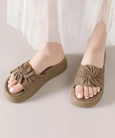 リボン厚底サンダル レディース 美脚夏靴 ボリュームソール ねじりサンダル 履きやすいサマーサンダル 軽量 コンフォートきれいめサンダル 韓国風 ビーチサンダル海 80MOJUX-001