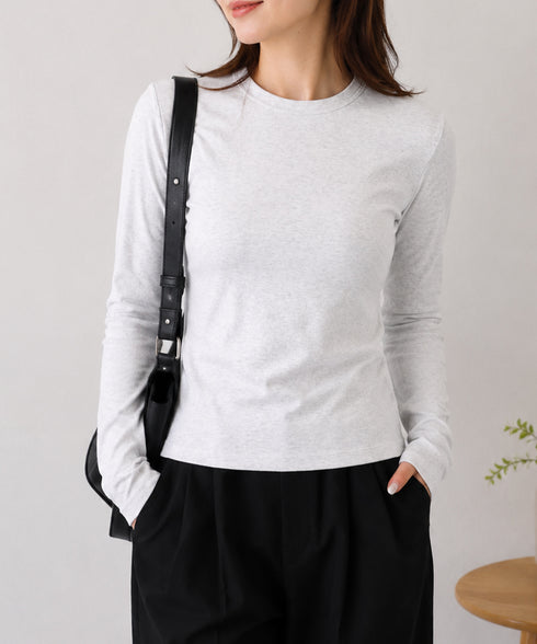 長袖Tシャツレディース無地ロンTインナー 柔らかいクルーネックカットソー ベーシックコットンロンT伸縮性抜群重ね着インナー定番シンプルtシャツ春秋冬着回しトップス 80MXX-001