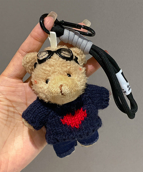 くまさんバッグチャーム可愛いキーホルダー カップル くまのぬいぐるみ キーリング ストラップつき クマチャーム 吊り下げバッグ用アクセサリー 彼氏彼女 プレゼント 80PCH-001