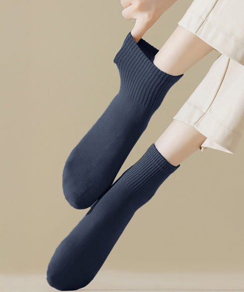 中筒靴下 ローソックス アンクルソックス 長さが選べるソックス レディース 締め付けない靴下無地 蒸れない靴下臭わない ミディアムソックス綿ポリ シンプルソックス 80QIANDA-001