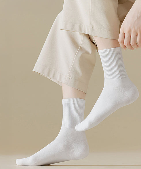 中筒靴下 ローソックス アンクルソックス 長さが選べるソックス レディース 締め付けない靴下無地 蒸れない靴下臭わない ミディアムソックス綿ポリ シンプルソックス 80QIANDA-001