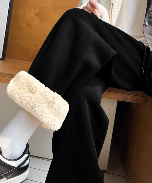 裏ボア スウェットパンツ あったかパンツ レディース カジュアル 裏起毛ジョガーパンツ ハイウエスト裏フリースロングパンツ 秋冬防寒ボトムス 着やせ ウエストゴム 80RTONG-003