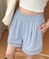 梯子レースショートパンツハーフパンツ夏服 レディース ハイウエスト短パン おしゃれ可愛い ゆったりショーパン ウエストゴムキュロットボトムスきれいめ 裾透かし彫り 80SANSHI-001