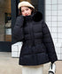 フーディーダウンジャケット 中綿アウター レディース フェイクダウンコートミドル丈 ファーフードアウター 中綿ジャケットウエストマーク 保温防寒防風 あったか冬服 80TIANN-003