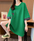 オーバーサイズTシャツチュニックtシャツ 韓国風半袖Tシャツ クルーネックカットソー ゆったりプルオーバー 楽ちん体型カバーTシャツワンピースロゴ 大人カジュアル 80YIGL-010