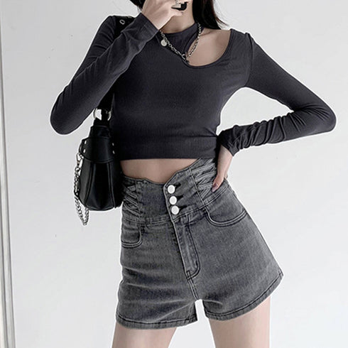 デニム ショートパンツ レディース 美脚 セクシー デニム短パン ハイウエスト 可愛い ホットパンツ 脚長 おしゃれ ジーパン オルチャン ミニデニム ボトムス夏 80YIRAN-002