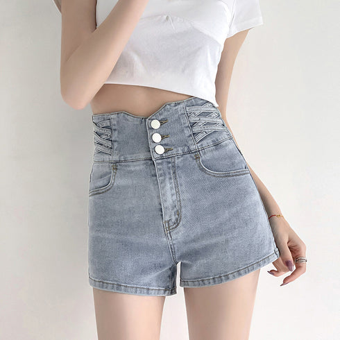 デニム ショートパンツ レディース 美脚 セクシー デニム短パン ハイウエスト 可愛い ホットパンツ 脚長 おしゃれ ジーパン オルチャン ミニデニム ボトムス夏 80YIRAN-002