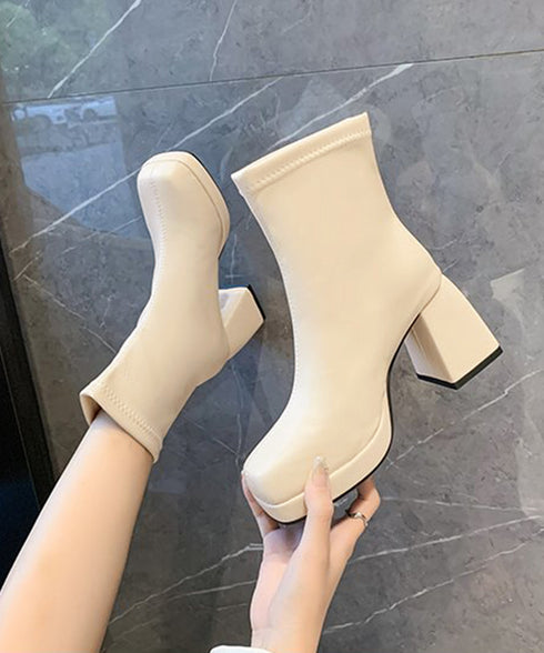 ショートブーツ レディース 裏起毛ブーツ 厚底ブーツ ハイヒール アンクルブーツ 歩きやすい スリム 韓国風 内ボア 太ヒールブーティ 秋冬美脚シューズ きれいめ 80YYI-001