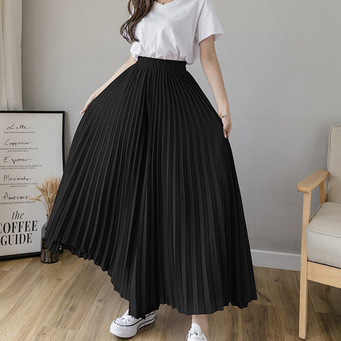 プリーツガウチョパンツ 韓国 スカーチョ レディース シフォンフレアパンツ 体型カバー ゆったりスカンツ 大人お洒落 ボトムスハイウエスト きれいめ 着やせズボン 80ZHUIMENG-015