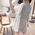 チュニックワンピース レディース 韓国 ミニワンピース レース切り替え aラインワンピ 半袖 春夏 パフスリーブ tシャツワンピース カジュアル 体型カバー 80BOCUI-001