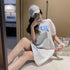 チュニックワンピース レディース 韓国 ミニワンピース レース切り替え aラインワンピ 半袖 春夏 パフスリーブ tシャツワンピース カジュアル 体型カバー 80BOCUI-001