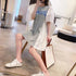 チュニックワンピース レディース 韓国 ミニワンピース レース切り替え aラインワンピ 半袖 春夏 パフスリーブ tシャツワンピース カジュアル 体型カバー 80BOCUI-001