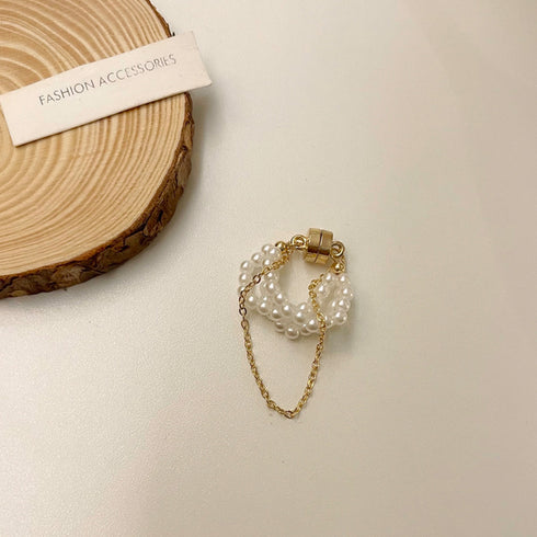 イヤーカフ チェーン レディース イヤーカフ チェーン レディース 片耳用 イヤリング マグネット キャッチ フェイクパール アクセサリー 80BYU-014