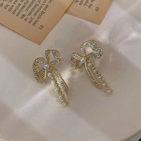 ピアス 蝶結び レディース ピアス 蝶結び レディース フェイクパール ジュエリー 大人 きれいめ ラインストーン アクセサリー フェミニン 80BYU-015