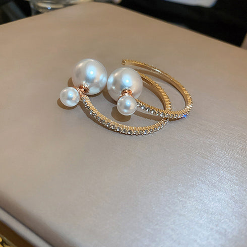 フープピアス キラキラ 派手大ぶりピアス パールキャッチ 韓国アクセサリーラインストーン ビジュー 上品 大人かわいいピアス オルチャン パーティー ジュエリー 80BYU-019