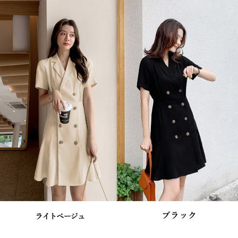 トレンチワンピースVネックミニワンピ上品 シャツワンピース ウエストマーク フレアワンピ おしゃれ パーティー 半袖ワンピ きれいめ 膝上丈 韓国風 夏服 襟付き 80CHANGHUI-001