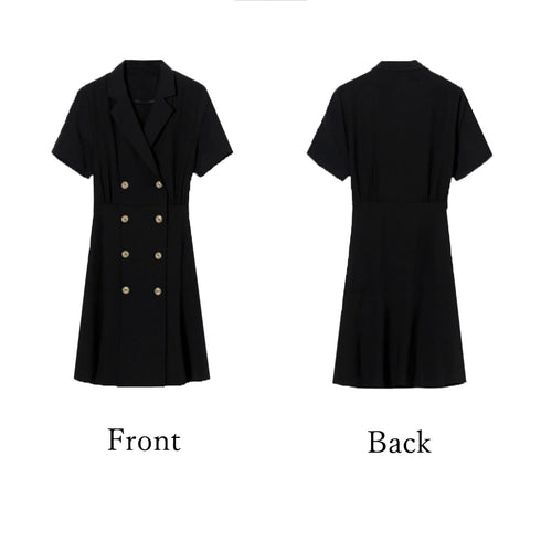 トレンチワンピースVネックミニワンピ上品 シャツワンピース ウエストマーク フレアワンピ おしゃれ パーティー 半袖ワンピ きれいめ 膝上丈 韓国風 夏服 襟付き 80CHANGHUI-001