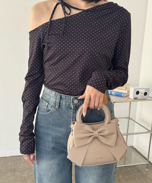 リボンハンドバッグ ミニショルダーバッグ レディース ビッグリボンミニバッグ おしゃれ 大人可愛い PUレザー肩掛けバッグ 斜めかけ鞄 小さめかばん コンパクト 80CHAON-001